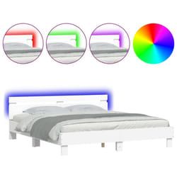 vidaXL Bed Frame with Headboard and LED Bed Base Bedstead Matress Foundation - white, 180 x 200 cm