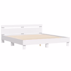 vidaXL Bed Frame with Headboard and LED Bed Base Bedstead Matress Foundation - white, 180 x 200 cm - Additional view 5