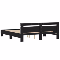 vidaXL Bed Frame with Headboard and LED Bed Base Bedstead Matress Foundation - black, 180 x 200 cm - Additional view 8