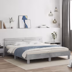 vidaXL Bed Frame with Headboard and LED Bed Base Bedstead Matress Foundation - concrete grey, 180 x 200 cm - Additional view 2