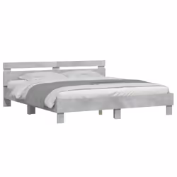 vidaXL Bed Frame with Headboard and LED Bed Base Bedstead Matress Foundation - concrete grey, 180 x 200 cm - Additional view 4