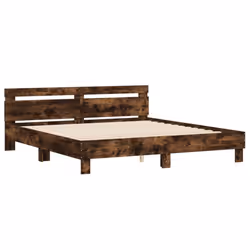 vidaXL Bed Frame with Headboard and LED Bed Base Bedstead Matress Foundation - smoked oak, 180 x 200 cm - Additional view 5