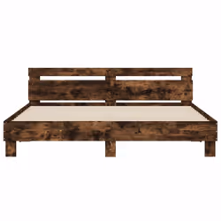 vidaXL Bed Frame with Headboard and LED Bed Base Bedstead Matress Foundation - smoked oak, 180 x 200 cm - Additional view 6