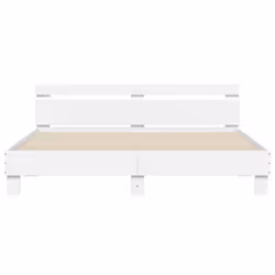 vidaXL Bed Frame with Headboard and LED Bed Base Bedstead Matress Foundation - white, 160 x 200 cm - Additional view 6