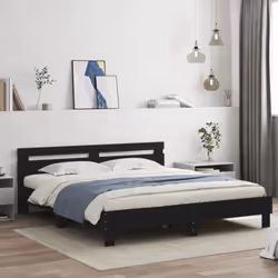 vidaXL Bed Frame with Headboard and LED Bed Base Bedstead Matress Foundation - black, 160 x 200 cm - Additional view 2
