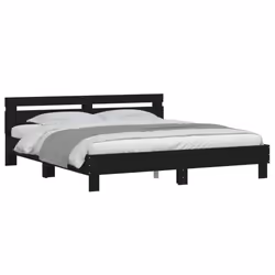 vidaXL Bed Frame with Headboard and LED Bed Base Bedstead Matress Foundation - black, 160 x 200 cm - Additional view 4