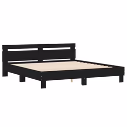 vidaXL Bed Frame with Headboard and LED Bed Base Bedstead Matress Foundation - black, 160 x 200 cm - Additional view 5