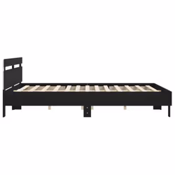 vidaXL Bed Frame with Headboard and LED Bed Base Bedstead Matress Foundation - black, 160 x 200 cm - Additional view 7