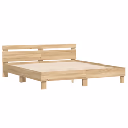 vidaXL Bed Frame with Headboard and LED Bed Base Bedstead Matress Foundation - sonoma oak, 160 x 200 cm - Additional view 5