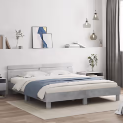 vidaXL Bed Frame with Headboard and LED Bed Base Bedstead Matress Foundation - concrete grey, 160 x 200 cm - Additional view 2