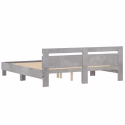 vidaXL Bed Frame with Headboard and LED Bed Base Bedstead Matress Foundation - concrete grey, 160 x 200 cm - Additional view 8