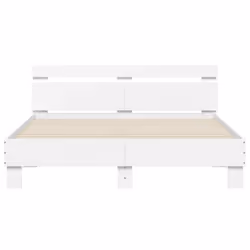 vidaXL Bed Frame with Headboard and LED Bed Base Bedstead Matress Foundation - white, 150 x 200 cm - Additional view 6