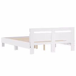 vidaXL Bed Frame with Headboard and LED Bed Base Bedstead Matress Foundation - white, 150 x 200 cm - Additional view 8