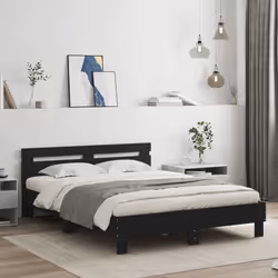 vidaXL Bed Frame with Headboard and LED Bed Base Bedstead Matress Foundation - black, 150 x 200 cm