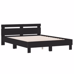vidaXL Bed Frame with Headboard and LED Bed Base Bedstead Matress Foundation - black, 150 x 200 cm - Additional view 5