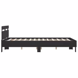 vidaXL Bed Frame with Headboard and LED Bed Base Bedstead Matress Foundation - black, 150 x 200 cm - Additional view 7