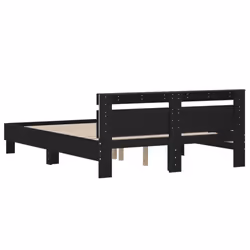 vidaXL Bed Frame with Headboard and LED Bed Base Bedstead Matress Foundation - black, 150 x 200 cm - Additional view 8