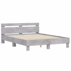 vidaXL Bed Frame with Headboard and LED Bed Base Bedstead Matress Foundation - concrete grey, 150 x 200 cm - Additional view 5