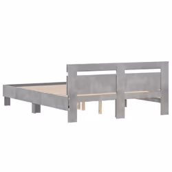 vidaXL Bed Frame with Headboard and LED Bed Base Bedstead Matress Foundation - concrete grey, 150 x 200 cm - Additional view 8