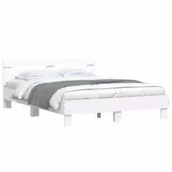 vidaXL Bed Frame with Headboard and LED Bed Base Bedstead Matress Foundation - white, 140 x 200 cm - Additional view 4