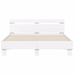 vidaXL Bed Frame with Headboard and LED Bed Base Bedstead Matress Foundation - white, 140 x 200 cm - Additional view 6