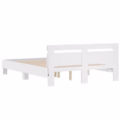vidaXL Bed Frame with Headboard and LED Bed Base Bedstead Matress Foundation - white, 140 x 200 cm - Additional view 8
