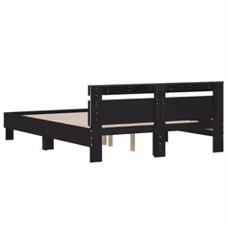 vidaXL Bed Frame with Headboard and LED Bed Base Bedstead Matress Foundation - black, 140 x 200 cm - Additional view 8