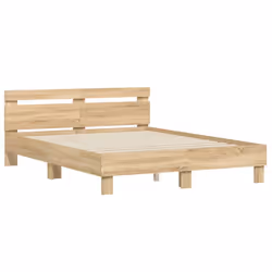 vidaXL Bed Frame with Headboard and LED Bed Base Bedstead Matress Foundation - sonoma oak, 140 x 200 cm - Additional view 5