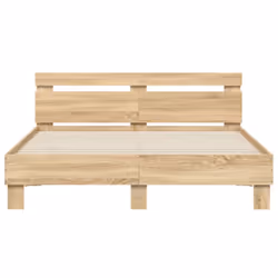 vidaXL Bed Frame with Headboard and LED Bed Base Bedstead Matress Foundation - sonoma oak, 140 x 200 cm - Additional view 6