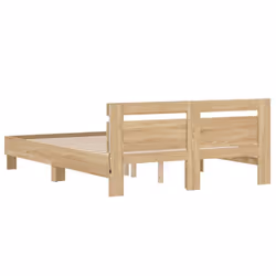 vidaXL Bed Frame with Headboard and LED Bed Base Bedstead Matress Foundation - sonoma oak, 140 x 200 cm - Additional view 8