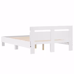 vidaXL Bed Frame with Headboard and LED Bed Base Bedstead Matress Foundation - white, 120 x 200 cm - Additional view 8