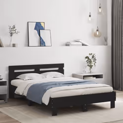 vidaXL Bed Frame with Headboard and LED Bed Base Bedstead Matress Foundation - black, 120 x 200 cm - Additional view 2