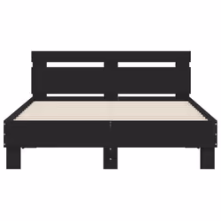 vidaXL Bed Frame with Headboard and LED Bed Base Bedstead Matress Foundation - black, 120 x 200 cm - Additional view 6