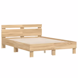 vidaXL Bed Frame with Headboard and LED Bed Base Bedstead Matress Foundation - sonoma oak, 120 x 200 cm - Additional view 5