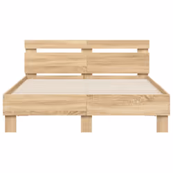 vidaXL Bed Frame with Headboard and LED Bed Base Bedstead Matress Foundation - sonoma oak, 120 x 200 cm - Additional view 6