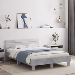 vidaXL Bed Frame with Headboard and LED Bed Base Bedstead Matress Foundation - concrete grey, 120 x 200 cm - Additional view 2