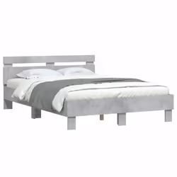 vidaXL Bed Frame with Headboard and LED Bed Base Bedstead Matress Foundation - concrete grey, 120 x 200 cm - Additional view 4
