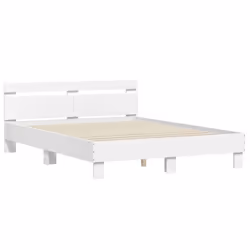 vidaXL Bed Frame with Headboard and LED Bed Base Bedstead Matress Foundation - white, 140 x 190 cm - Additional view 5