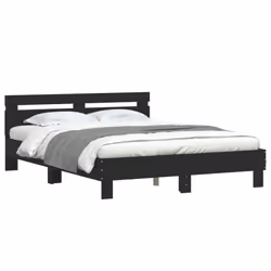 vidaXL Bed Frame with Headboard and LED Bed Base Bedstead Matress Foundation - black, 140 x 190 cm - Additional view 4