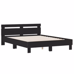 vidaXL Bed Frame with Headboard and LED Bed Base Bedstead Matress Foundation - black, 140 x 190 cm - Additional view 5