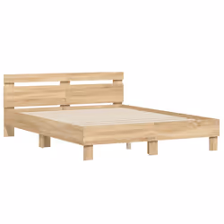 vidaXL Bed Frame with Headboard and LED Bed Base Bedstead Matress Foundation - sonoma oak, 140 x 190 cm - Additional view 5