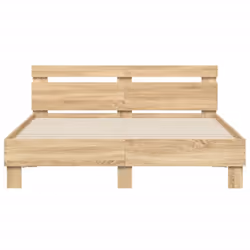 vidaXL Bed Frame with Headboard and LED Bed Base Bedstead Matress Foundation - sonoma oak, 140 x 190 cm - Additional view 6