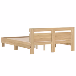 vidaXL Bed Frame with Headboard and LED Bed Base Bedstead Matress Foundation - sonoma oak, 140 x 190 cm - Additional view 8