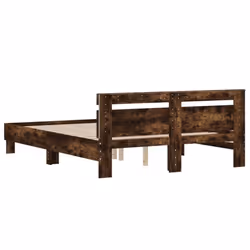vidaXL Bed Frame with Headboard and LED Bed Base Bedstead Matress Foundation - smoked oak, 140 x 190 cm - Additional view 8