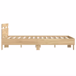 vidaXL Bed Frame with Headboard and LED Bed Base Bedstead Matress Foundation - sonoma oak, 135 x 190 cm - Additional view 7