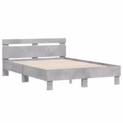 vidaXL Bed Frame with Headboard and LED Bed Base Bedstead Matress Foundation - concrete grey, 135 x 190 cm - Additional view 5