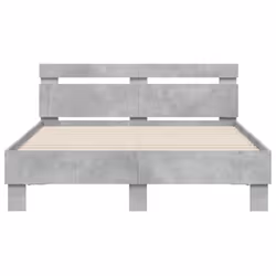 vidaXL Bed Frame with Headboard and LED Bed Base Bedstead Matress Foundation - concrete grey, 135 x 190 cm - Additional view 6