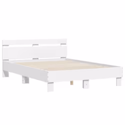 vidaXL Bed Frame with Headboard and LED Bed Base Bedstead Matress Foundation - white, 120 x 190 cm - Additional view 5