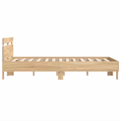 vidaXL Bed Frame with Headboard and LED Bed Base Bedstead Matress Foundation - sonoma oak, 120 x 190 cm - Additional view 7