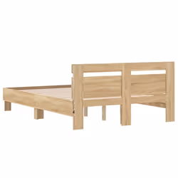 vidaXL Bed Frame with Headboard and LED Bed Base Bedstead Matress Foundation - sonoma oak, 120 x 190 cm - Additional view 8